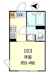 ドミール十条 1Kの間取図画像