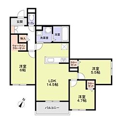 ハイテラス千里山 3LDKの間取図画像