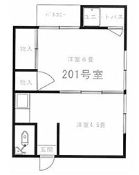 東海第6ハウス 2Kの間取図画像