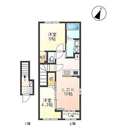 パーチェ 2LDKの間取図画像