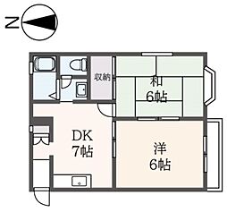 オークレジデンス 2DKの間取図画像