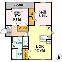 江戸川区上篠崎3丁目アパート 2LDKの間取図画像