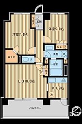 HF若林公園レジデンス 2LDKの間取図画像
