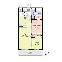メゾンシュシュ大宮 2LDKの間取図画像