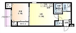 フジパレス西宮甲東園III番館 1LDKの間取図画像