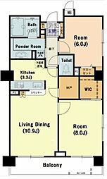 トーキョー・オーディアム 7階2LDKの間取り