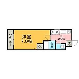 papillon 1Kの間取図画像