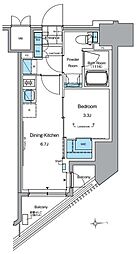 ルフォンプログレ田原町 1DKの間取図画像