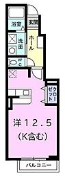 フェリーチェ 1階ワンルームの間取り