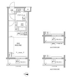 RELUXIA中野江古田 ワンルームの間取図画像