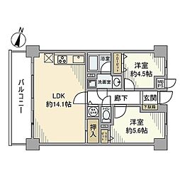 ライオンズガーデン海老名 2LDKの間取図画像
