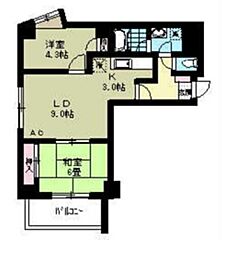 西武新宿線 田無駅 徒歩9分の賃貸マンション 2階2LDKの間取り