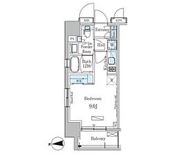 パークアクシス上野・稲荷町 7階ワンルームの間取り