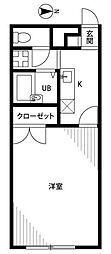 プレジールエイト・ガロン 1Kの間取図画像