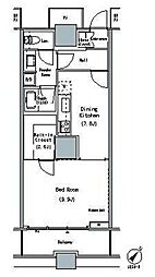 ザ・東京タワーズミッドタワー 16階1DKの間取り