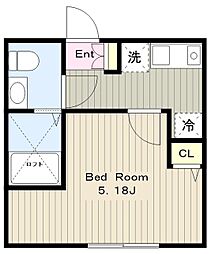 小田急小田原線 相武台前駅 徒歩8分の賃貸アパート 2階1Kの間取り