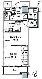 ザ・東京タワーズミッドタワー 13階1LDKの間取り