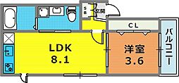 NET-K大倉山アーク 2階1LDKの間取り