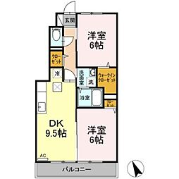 ローズコートHB 2DKの間取図画像