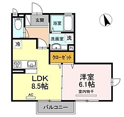 サウスメゾン 1LDKの間取図画像