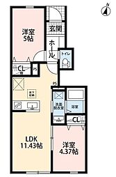 リーブルファイン足立辰沼 2LDKの間取図画像