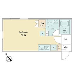 東京メトロ半蔵門線 清澄白河駅 徒歩6分の賃貸マンション 4階ワンルームの間取り