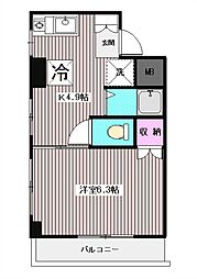 ウィンドワードＭＡ 3階1Kの間取り
