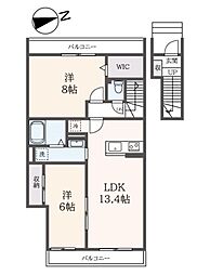 月見ハイム 2階2LDKの間取り
