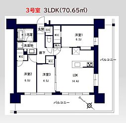 センチュリー千葉みなと 4階3LDKの間取り