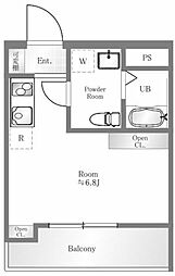 パレドール千駄木II 4階ワンルームの間取り