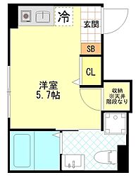 FERIO三河島 1階ワンルームの間取り