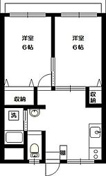 堀江コーポラス1号棟 2DKの間取図画像