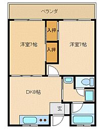 セントラルパークレヂデンス 2DKの間取図画像