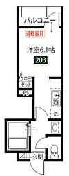 メルディア調布 1Kの間取図画像