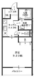 エクセルシス 1Kの間取図画像