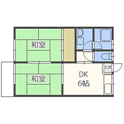 原町ハイツ 2DKの間取図画像