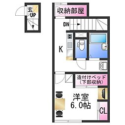 レオパレス橘 1Kの間取図画像