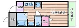 ルミナス岸部 ワンルームの間取図画像