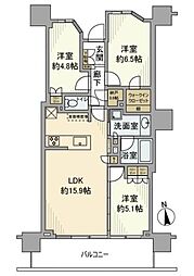 パークシティ柏の葉キャンパスサウスマークタワー 3LDKの間取図画像