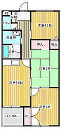 ラ・フォーレ天神 3DKの間取図画像