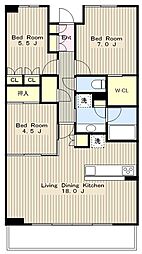 パークスクエア相模大野タワーアンドレジデンス 3階2LDKの間取り