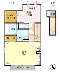 ユヌカシェット 1LDKの間取図画像