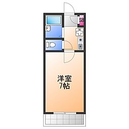 カーサミガタ 1Kの間取図画像