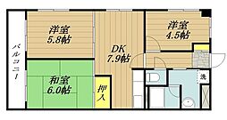 オリンピックマンション川口 3DKの間取図画像