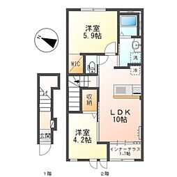 フェリーチェ関空 2LDKの間取図画像