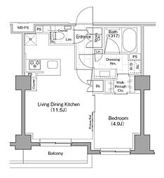 ザ・パークハビオ新宿 1LDKの間取図画像