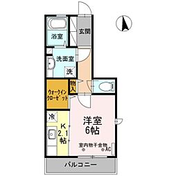 ドムス Y 2階1Kの間取り