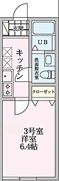 LUX青葉台 1Kの間取図画像