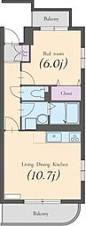 アルエット湘南 1LDKの間取図画像