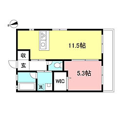エクセル　ヴィレッジ 1階1LDKの間取り